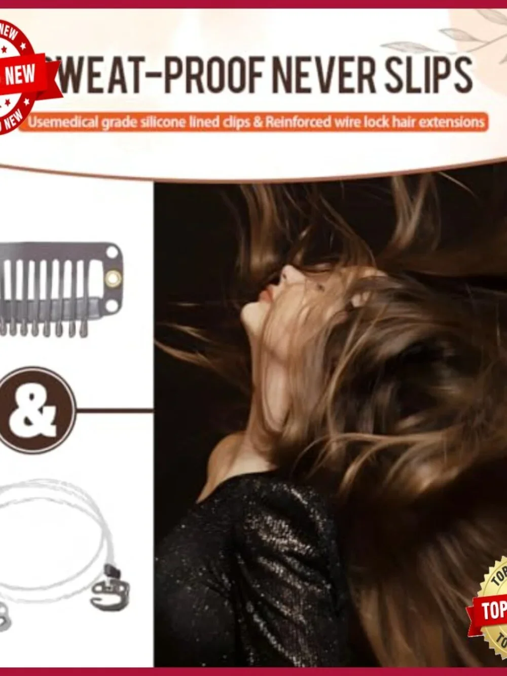 16 Inch 80G Human Hair Extensions Clip-Ins with Invisible Wire